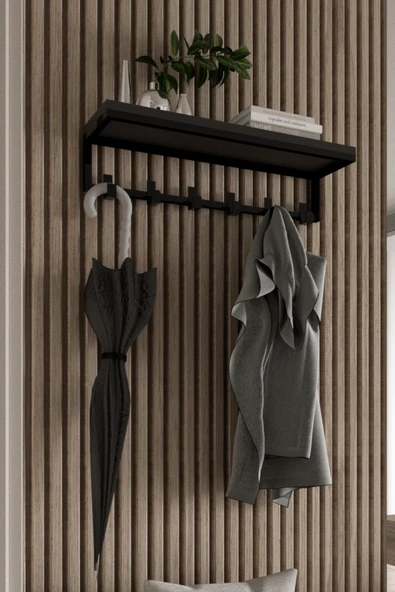 AJU Portmanto Duvar Askısı 6 Kanca Geniş Askılık Elbise Palto Şemsiye Askısı Banyo Mutfak Ev Askılığı - 3