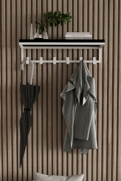 AJU Portmanto Duvar Askısı 6 Kanca Geniş Askılık Elbise Palto Şemsiye Askısı Banyo Mutfak Ev Askılığı