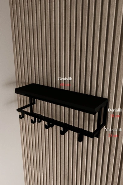 AJU Raflı Metal Duvar Askılığı – Modern Ceket, Mont, Havlu ve Şemsiye Askısı - 7