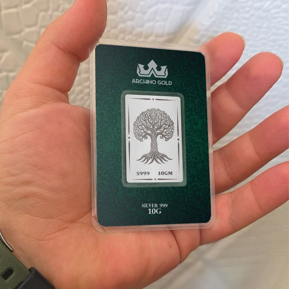 Hediyeye Özel 10 Gram Doğanın Asiliğini Simgeleyen Ağaç Temalı 999 Ayar Gümüş Külçesi-693 - 3