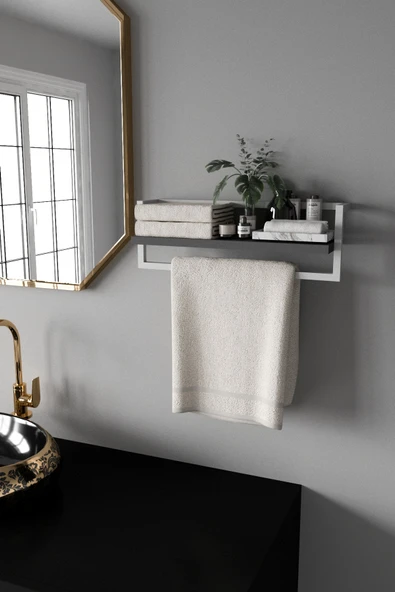 AJU Havluluk Banyo Rafı Havlu Askısı Şal Aksesuar Bakım Ürünleri Banyo Mutfak Düzenleyici Baharatlık Raf - 4