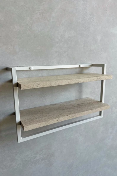 AJU Havluluk 2Katlı Kitaplık Aksesuar Rafı Ev Banyo Mutfak Düzenleyici Duvara Kolay Monte Çok Amaçlı Raf - 3