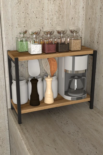 AJU Tezgah Üstü Raf Masaüstü Ayaklı Organizer Mutfak Banyo Düzenleyici Baharatlık Kitaplık Yüksek Raflı - 2