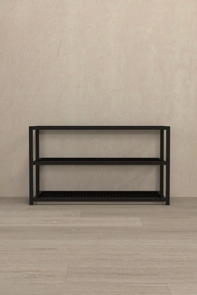 AJU Ayakkabılık Geniş Metal Modern Tasarım 3 Katlı Ayakkabı Rafı Dolabı Açık Vestiyer - 7