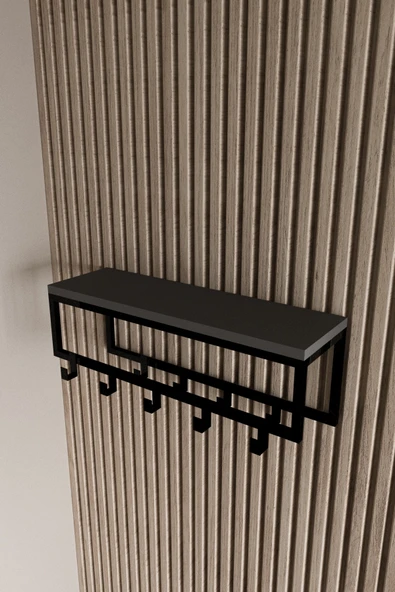 AJU Modern Duvar Askılığı | Raflı Metal Askılık | Dekoratif Giriş ve Antre Düzenleyici - 6