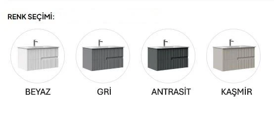 Orka Moonlight 70 cm Mat Gri Banyo Dolabı ve Boy Dolabı Takımı - Resim 4