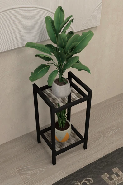 AJU Saksılık Çiçeklik 2 Katlı Metal Saksı Standı Ev Bahçe Balkon Düzenleyici Çok Amaçlı Dekoratif Raf - 3