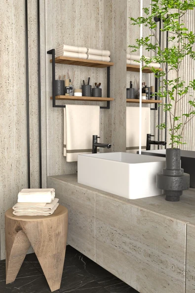 AJU 2 Katlı Raf Havluluk Kitaplık Aksesuar Rafı Ev Banyo Mutfak Düzenleyici Çok Amaçlı Raf Geniş Aralık - 4