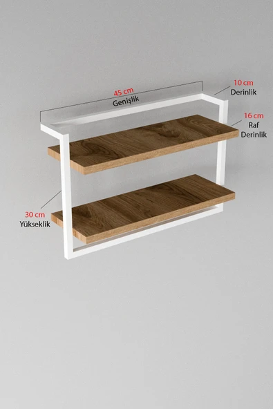 AJU Havluluk 2Katlı Kitaplık Aksesuar Rafı Ev Banyo Mutfak Düzenleyici Duvara Kolay Monte Çok Amaçlı Raf - 7