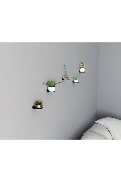 AJU Minimalist Bitki Rafı Yüzer Raf, Metal Teşhir Rafı Bitki Askısı İç Mekan Dekoratif Bitki Rafı 2 ADET - 5