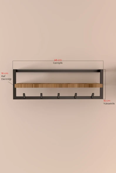 AJU Modern Metal Raflı Askılık Portmanto Hol Koridor Mutfak Banyo Havlu Elbise Anahtar Askısı - Resim 6