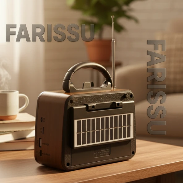 BK-7080BTS Nostaljik Görünümlü, Solar Şarjlı, USB/TF Kart/Bluetooth Müzik Çalar ve Fener - 4