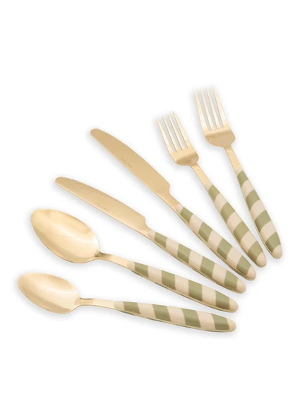 The Mia Joy Çatal Kaşık Bıçak Takımı Yeşil Gold 36 Parça ürün görseli 1