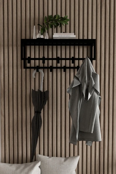 AJU Modern Duvar Askılığı | Raflı Metal Askılık | Dekoratif Giriş ve Antre Düzenleyici