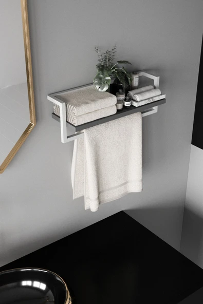 AJU Havluluk Banyo Rafı Havlu Askısı Şal Aksesuar Bakım Ürünleri Banyo Mutfak Düzenleyici Baharatlık Raf - 6