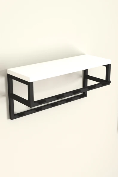 AJU Raflı Duvar Askılığı Portmanto Modern Metal Askılık Hol Koridor Mutfak Banyo Havlu Elbise Askısı - 6