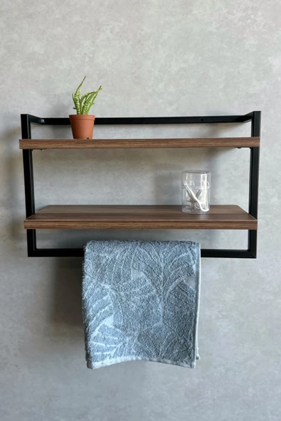 AJU Havluluk 2Katlı Kitaplık Aksesuar Rafı Ev Banyo Mutfak Düzenleyici Duvara Kolay Monte Çok Amaçlı Raf - 2