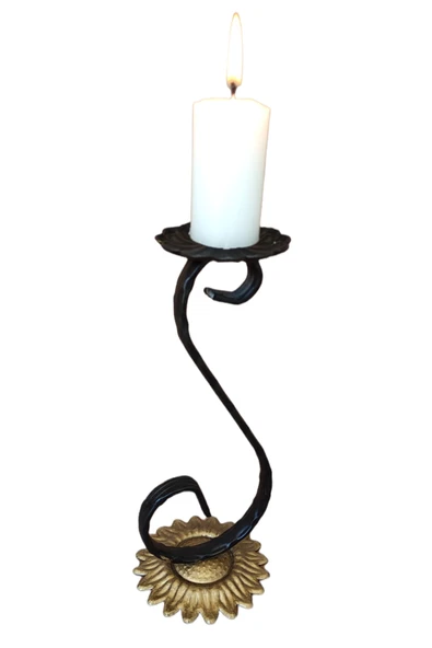 AJU Şamdan Mumluk Ferforje Tasarım Ev Bahçe Ofis Dekorasyonu Vintage Dekoratif Mumluk Eskitme Siyah&gold