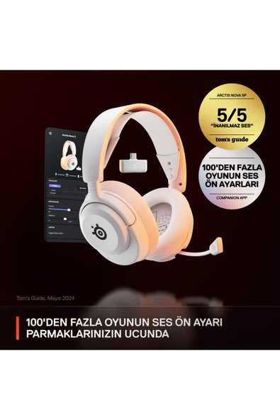 (OUTLET) SteelSeries Arctis Nova 5 Wireless ve Bluetooth Kablosuz Gaming Kulaklık - Beyaz - Resim 2