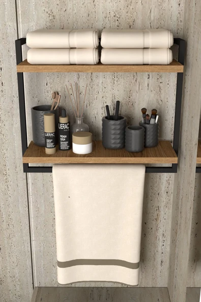 AJU 2 Katlı Raf Havluluk Kitaplık Aksesuar Rafı Ev Banyo Mutfak Düzenleyici Çok Amaçlı Raf Geniş Aralık