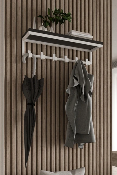 AJU Portmanto Duvar Askısı 6 Kanca Geniş Askılık Elbise Palto Şemsiye Askısı Banyo Mutfak Ev Askılığı - 3