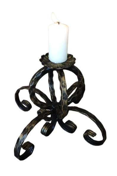 AJU Şamdan Mumluk Özel Tasarım Ferforje Dekoratif Ev Bahçe Balkon Ofis Dekorasyonu Eskitme Siyah & Gold. - 3