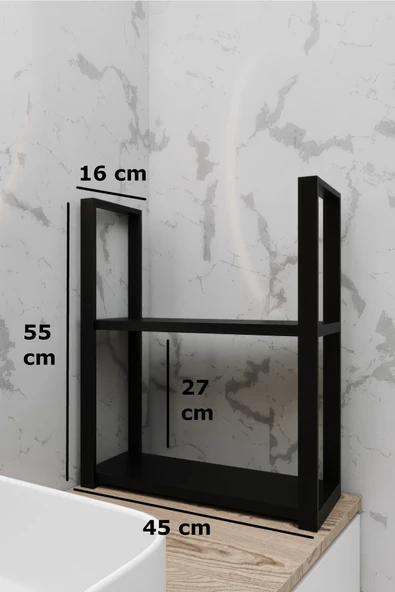 AJU 2 Katlı Duvar ve Tezgah Üzeri Raf Ev Banyo Mutfak Baharatlık, Kitaplık, Metal Çok Amaçlı Düzenleyici - 5