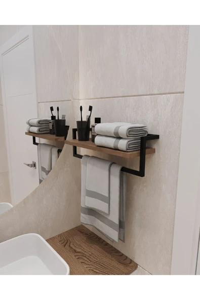 AJU Havluluk Banyo Rafı Sabunluk Şal Askılığı Havlu Askısı Banyo Mutfak Düzenleyici Çok Amaçlı Raf - 3