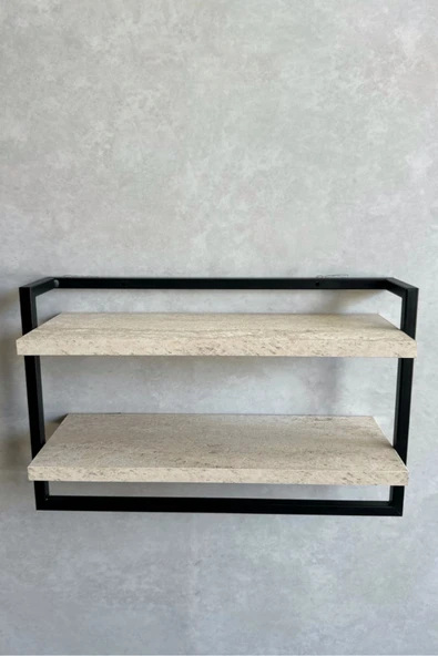 AJU Havluluk 2Katlı Kitaplık Aksesuar Rafı Ev Banyo Mutfak Düzenleyici Duvara Kolay Monte Çok Amaçlı Raf - 4