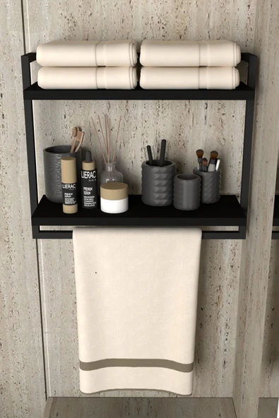 AJU 2 Katlı Raf Havluluk Kitaplık Aksesuar Rafı Ev Banyo Mutfak Düzenleyici Çok Amaçlı Raf Geniş Aralık