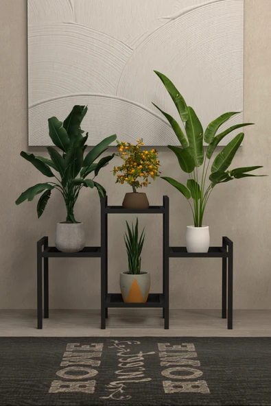 AJU Saksılık Çiçeklik 4 Katlı Metal Saksı Standı Ev Bahçe Balkon Mobilyası Dekoratif Raf Uzun Ömürlü