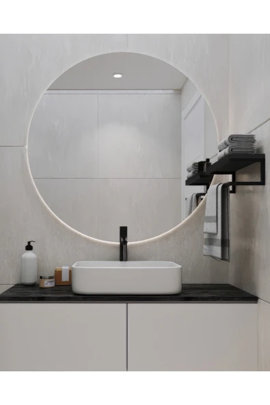 AJU Havluluk Duvara Monte Raf Aksesuarlık Şal Askılığı Banyo Mutfak Düzenleyici Çok Amaçlı Raf Antrasit - 4