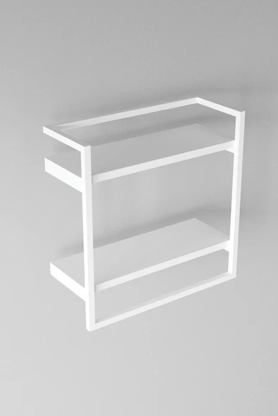 AJU Havluluk 2 Katlı Duvara Monte Raf Aksesuarlık Şal Askılığı Banyo Mutfak Düzenleyici Çok Amaçlı Raf - 8