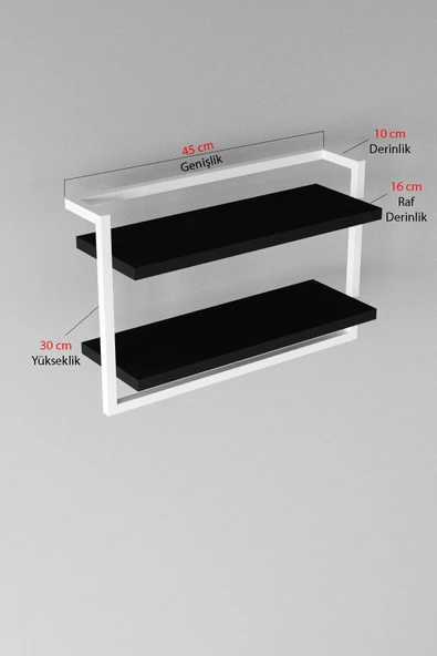 AJU Havluluk 2Katlı Kitaplık Aksesuar Rafı Ev Banyo Mutfak Düzenleyici Duvara Kolay Monte Çok Amaçlı Raf - 7