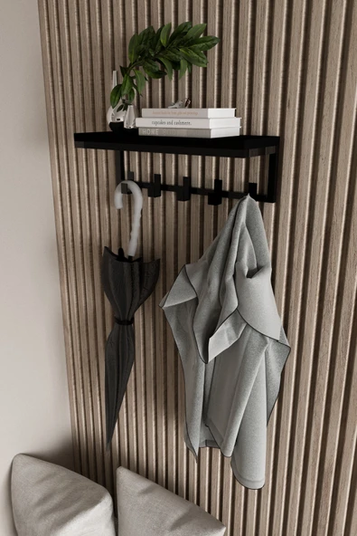 AJU Modern Portmanto Duvar Tipi Askılık ve Raf Ceket Şemsiye Çanta Havlu Elbise Posta Hol Koridor Askısı ürün görseli