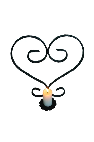 AJU Mumluk Ferforje Aplik Şamdan Dekoratif Duvar Monte Metal Ev Bahçe Balkon Ofis Dekorasyonu ( Siyah ) - 3