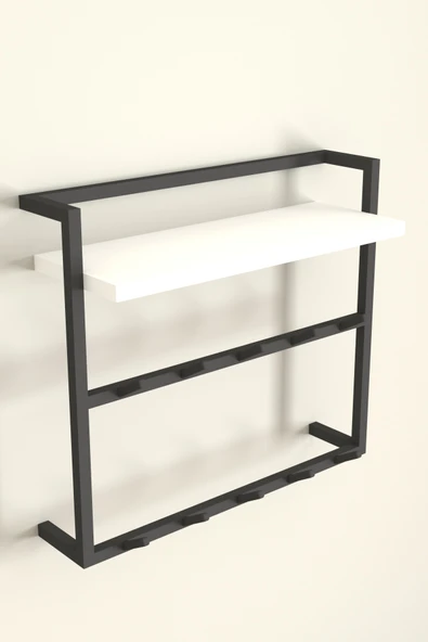 AJU Raflı Duvar Askılığı Portmanto Modern Metal Askılık Hol Koridor Mutfak Banyo Elbise Havlu Askısı - Resim 6