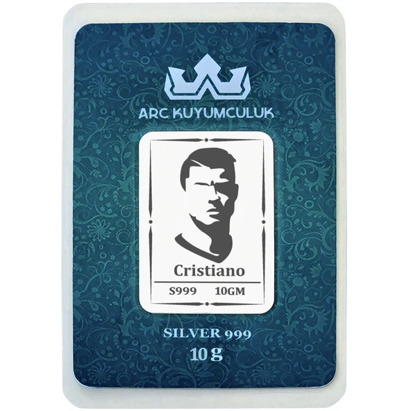 Azmi ve Efsanevi Gücü Yansıtan Cristiano Temalı Hediyeye Özel 10 Gram 999 Ayar Gümüş Külçesi-686 ürün görseli