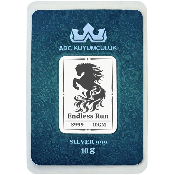 Hediyeye Özel 10 Gram 999 Ayar Gümüşten Tasarlanmış Asil At Temalı Gümüş Külçesi-700 ürün görseli