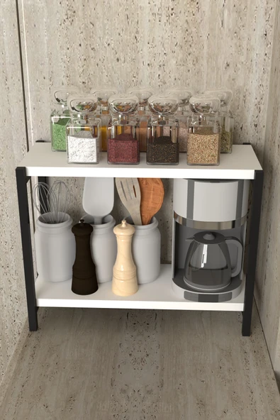 AJU Tezgah Üstü Raf Masaüstü Ayaklı Organizer Mutfak Banyo Düzenleyici Baharatlık Kitaplık Yüksek Raflı