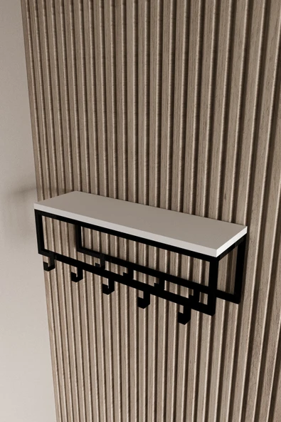 AJU Modern Duvar Askılığı | Raflı Metal Askılık | Dekoratif Giriş ve Antre Düzenleyici - 7