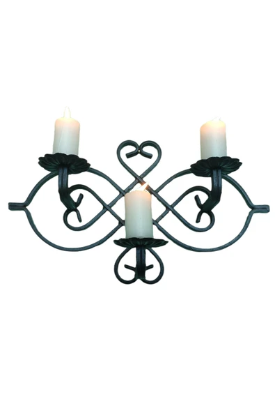 AJU Mumluk Ferforje Aplik Duvar Dekoratif Süslemeler Şamdan Ev Bahçe Balkon Ofis Dekorasyonu - (SİYAH)'' - 6