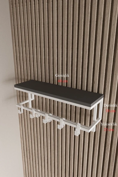 AJU Raflı Metal Duvar Askılığı – Modern Ceket, Mont, Havlu ve Şemsiye Askısı - 7