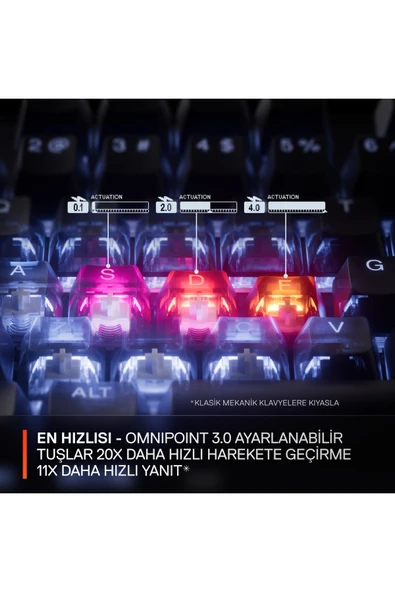 (OUTLET) SteelSeries Apex Pro Gen 3 UK (İngilizce) RGB Ayarlanabilir OmniPoint Switch Kablolu Mekanik Klavye - Resim 4