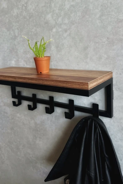 AJU Modern Portmanto Duvar Tipi Askılık ve Raf Ceket Şemsiye Çanta Havlu Elbise Posta Hol Koridor Askısı - 3