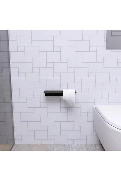 AJU Tuvalet Kağıtlığı, Modern Metal Rulo Tuvalet Kağıdı Tutucu, Banyo Aksesuarları, Rafı, Düzenleyici - 3