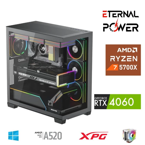 E.POWER RYZEN 7 5700X 32G DDR4 1TB M.2 RTX4060 A520 T650W