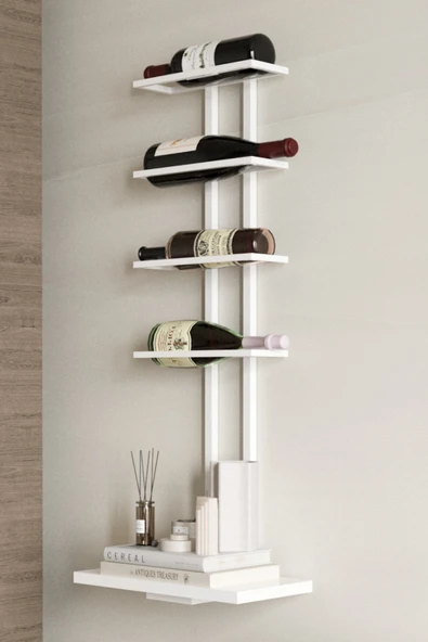 AJU Şaraplık ve Kadeh Rafı Duvara Monte Şarap Mahseni Modern Duvar Alkol Rafı – Metal ve Ahşap Tasarım - 6