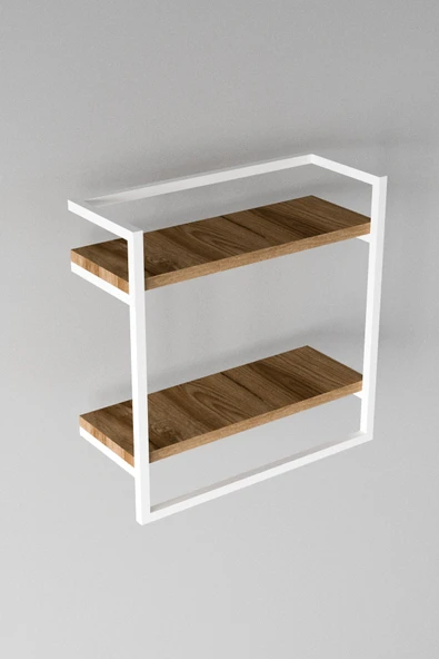 AJU Havluluk 2 Katlı Duvara Monte Raf Aksesuarlık Şal Askılığı Banyo Mutfak Düzenleyici Çok Amaçlı Raf - 8