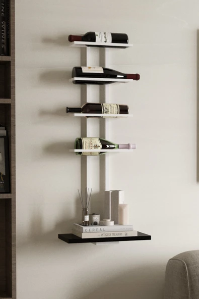 AJU Şaraplık Ve Kadeh Rafı Duvara Monte Şarap Mahzeni Modern Duvar Alkol Rafı – Metal Ve Ahşap Tasarım - 5